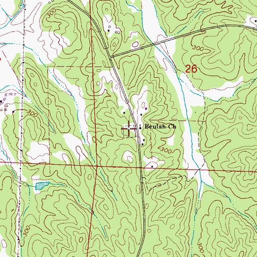 Topographic Map of Beulah Cemetery, AL