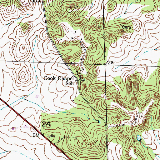 Topographic Map of Cooks Cemetery, AL