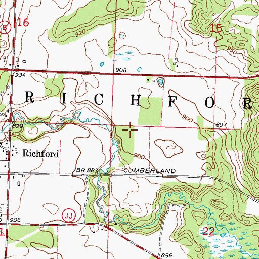 Topographic Map of Town of Richford, WI