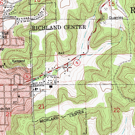 Topographic Map of Town of Richland, WI