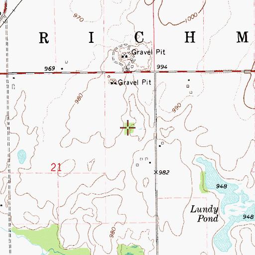 Topographic Map of Town of Richmond, WI