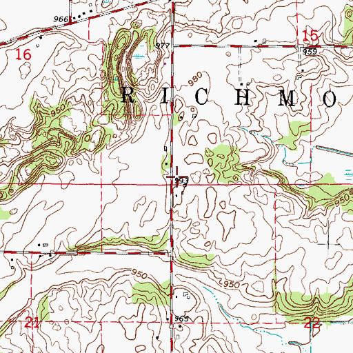Topographic Map of Town of Richmond, WI