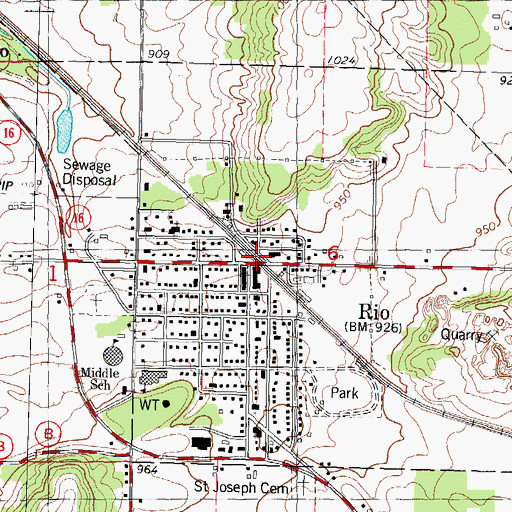 Topographic Map of Village of Rio, WI