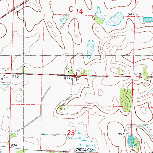 Topographic Map of Town of Ripon, WI