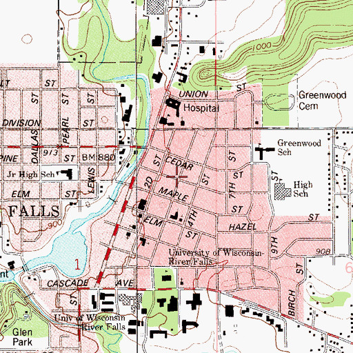 Topographic Map of City of River Falls, WI
