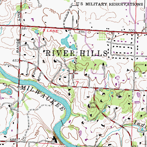 Topographic Map of Village of River Hills, WI