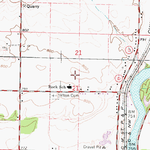 Topographic Map of Town of Rock, WI
