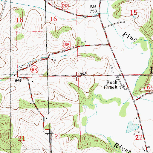 Topographic Map of Town of Rockbridge, WI