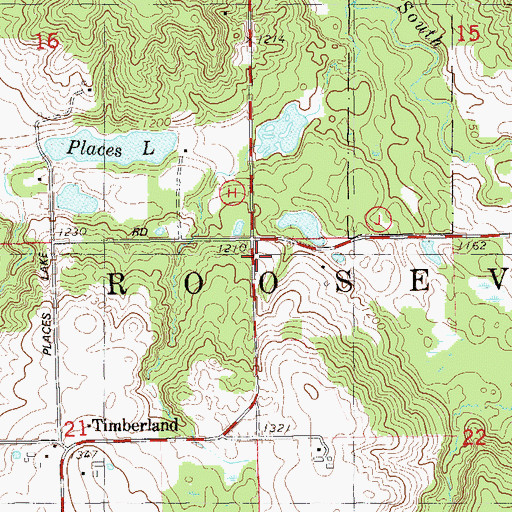Topographic Map of Town of Roosevelt, WI