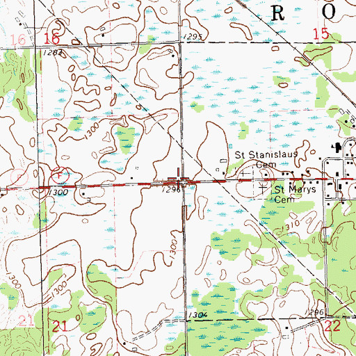 Topographic Map of Town of Roosevelt, WI