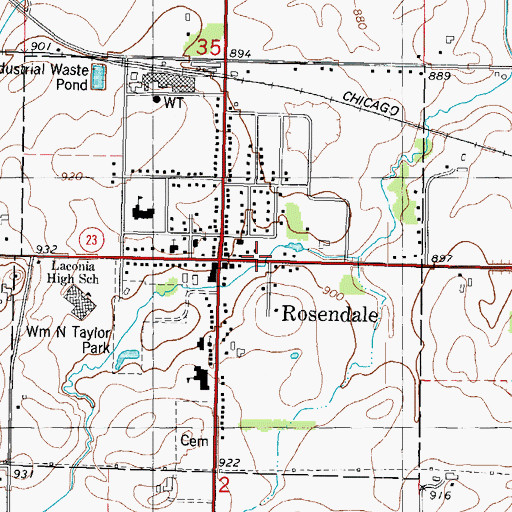Topographic Map of Village of Rosendale, WI