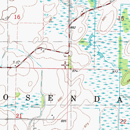 Topographic Map of Town of Rosendale, WI
