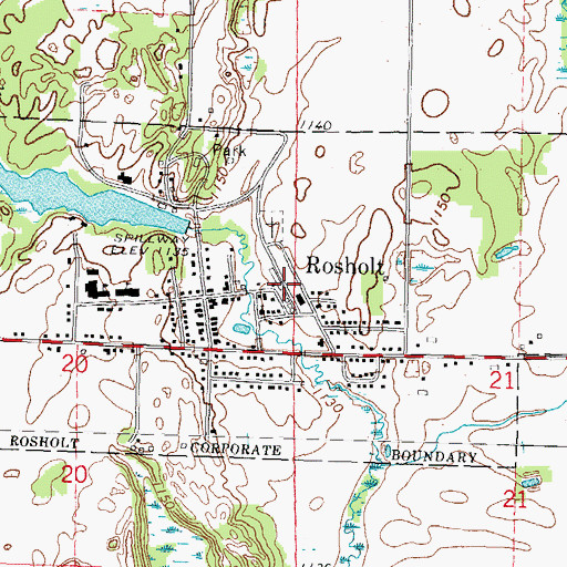 Topographic Map of Village of Rosholt, WI