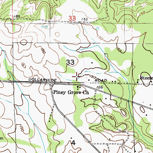 Topographic Map of Kirksey Cemetery, AL
