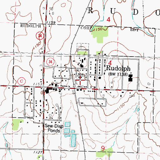 Topographic Map of Village of Rudolph, WI