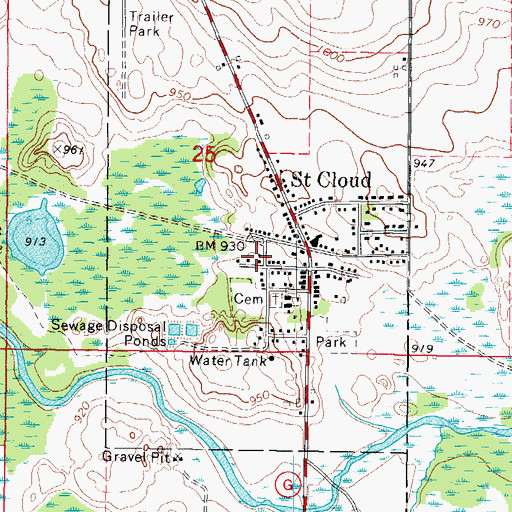 Topographic Map of Village of Saint Cloud, WI