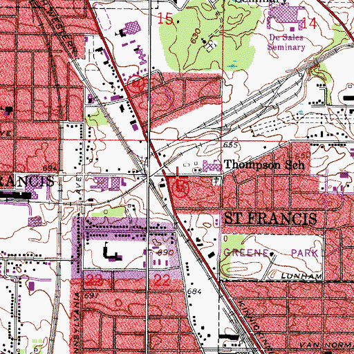 Topographic Map of City of Saint Francis, WI