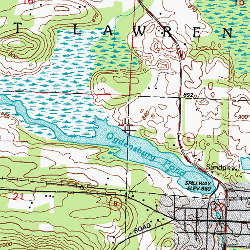 Topographic Map of Town of Saint Lawrence, WI