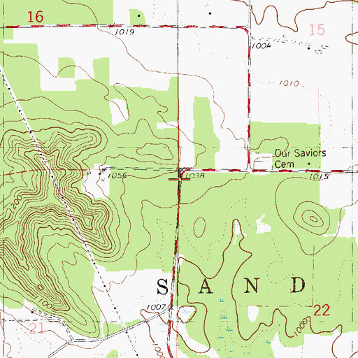 Topographic Map of Town of Sand Creek, WI