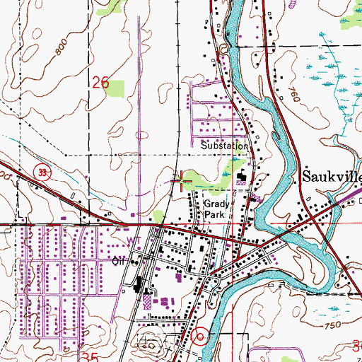 Topographic Map of Village of Saukville, WI