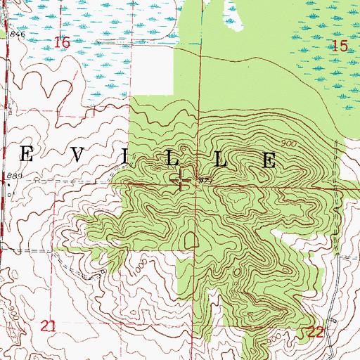Topographic Map of Town of Saxeville, WI