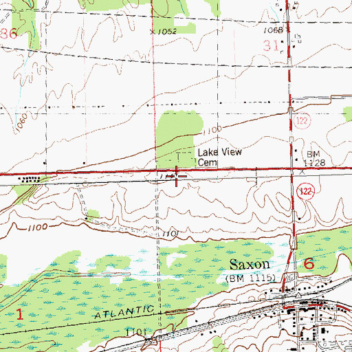 Topographic Map of Town of Saxon, WI