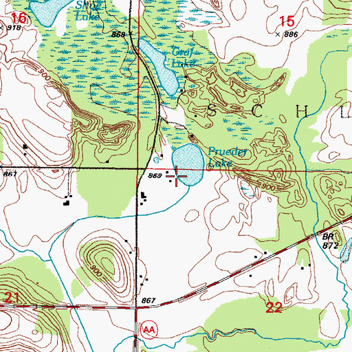 Topographic Map of Town of Schleswig, WI