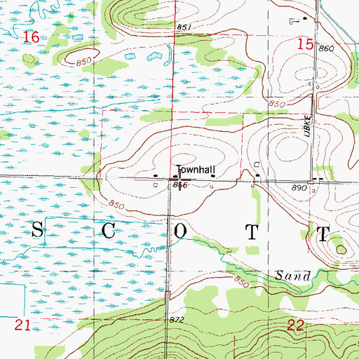 Topographic Map of Town of Scott, WI