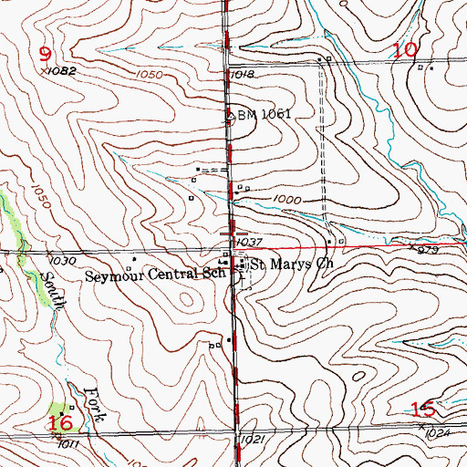 Topographic Map of Town of Seymour, WI