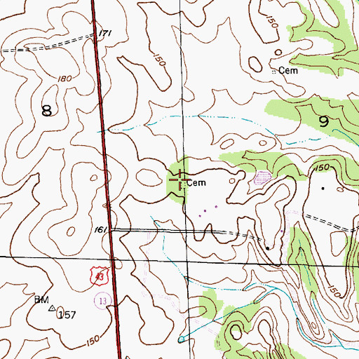 Topographic Map of Owens Cemetery, AL