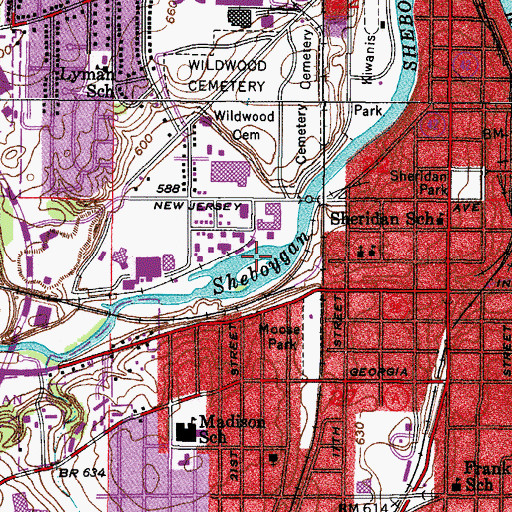 Topographic Map of City of Sheboygan, WI