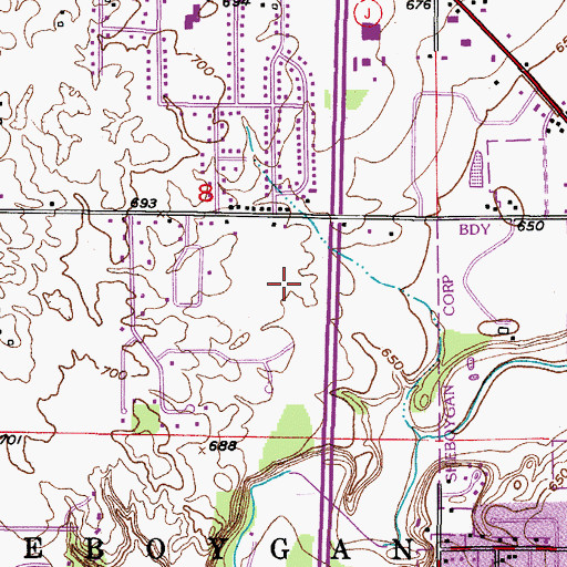 Topographic Map of Town of Sheboygan, WI