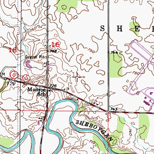 Topographic Map of Town of Sheboygan Falls, WI