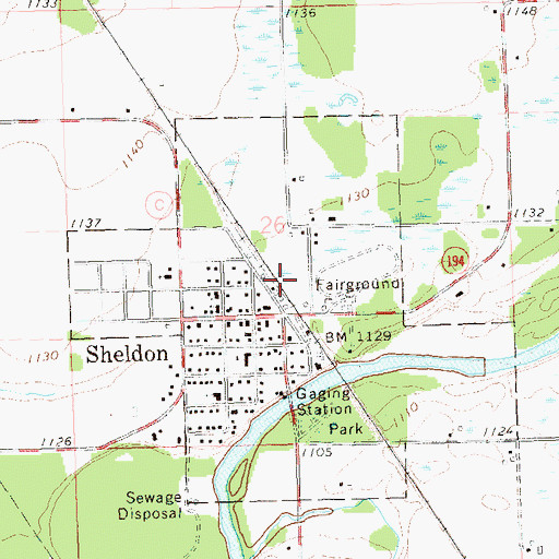 Topographic Map of Village of Sheldon, WI