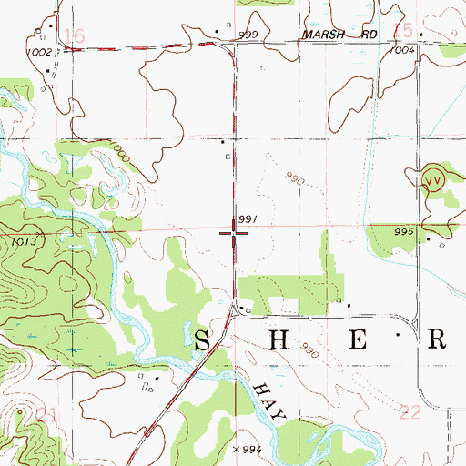 Topographic Map of Town of Sheridan, WI