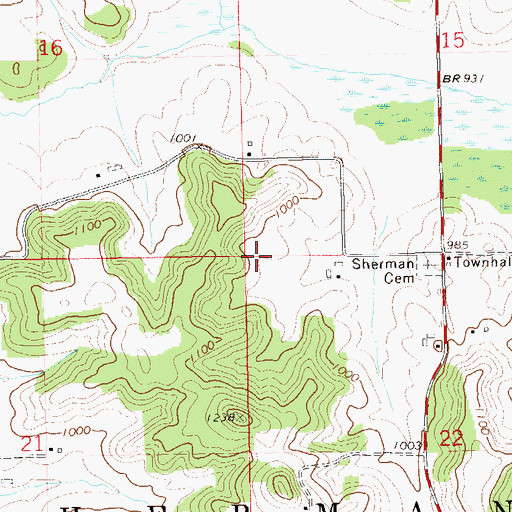 Topographic Map of Town of Sherman, WI