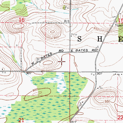 Topographic Map of Town of Sherman, WI