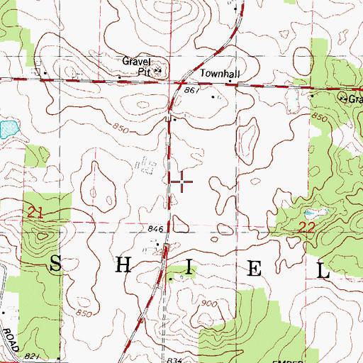 Topographic Map of Town of Shields, WI