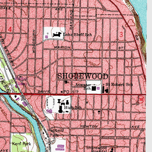 Topographic Map of Village of Shorewood, WI
