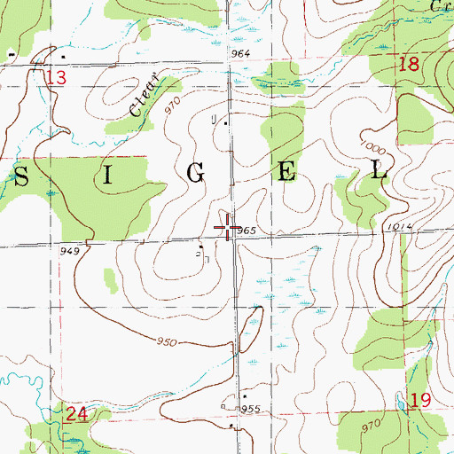 Topographic Map of Town of Sigel, WI
