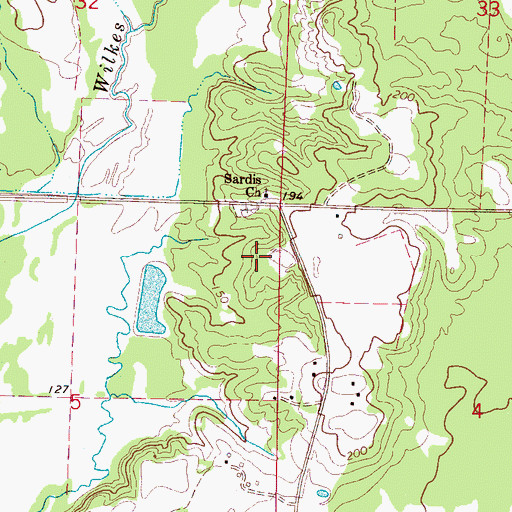 Topographic Map of Sardis Cemetery, AL