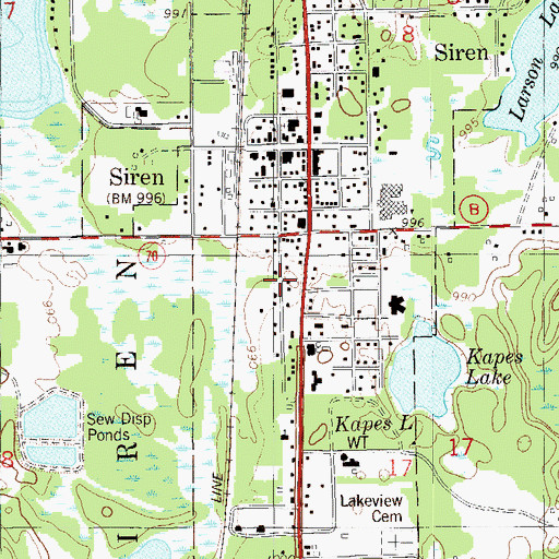 Topographic Map of Village of Siren, WI