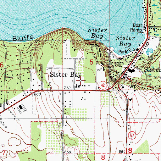 Topographic Map of Village of Sister Bay, WI