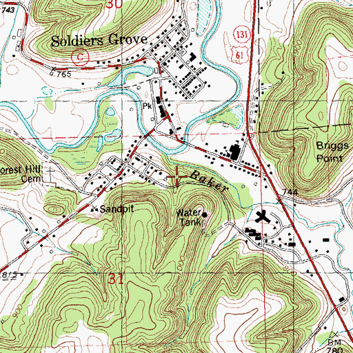Topographic Map of Village of Soldiers Grove, WI