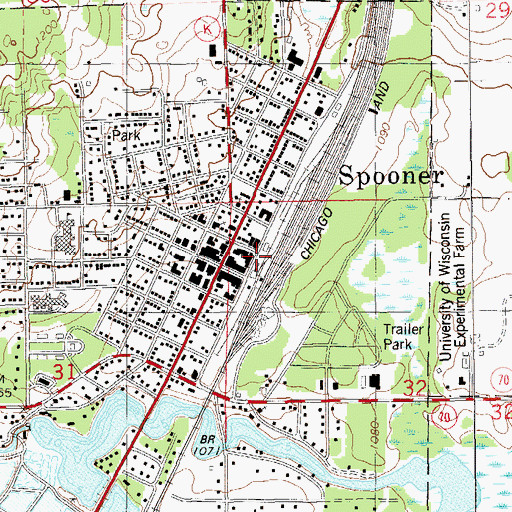 Topographic Map of City of Spooner, WI