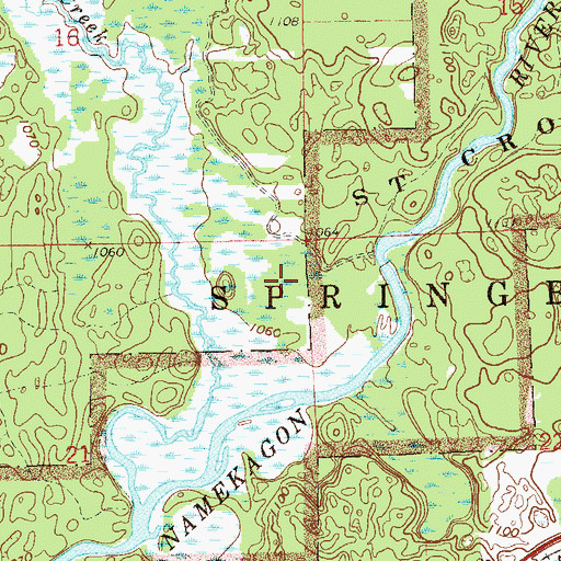 Topographic Map of Town of Springbrook, WI