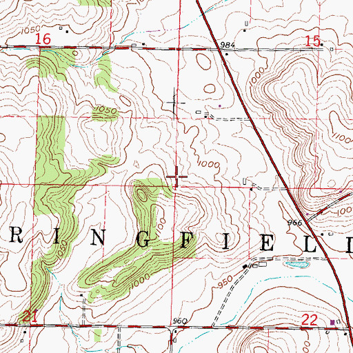 Topographic Map of Town of Springfield, WI