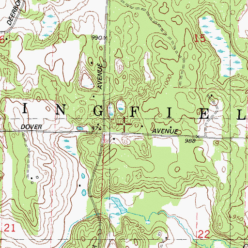 Topographic Map of Town of Springfield, WI