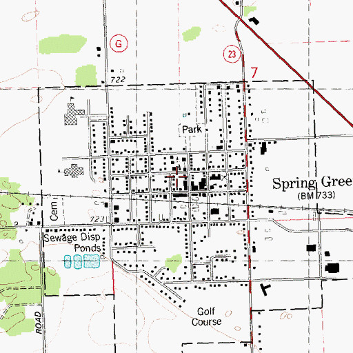 Topographic Map of Village of Spring Green, WI