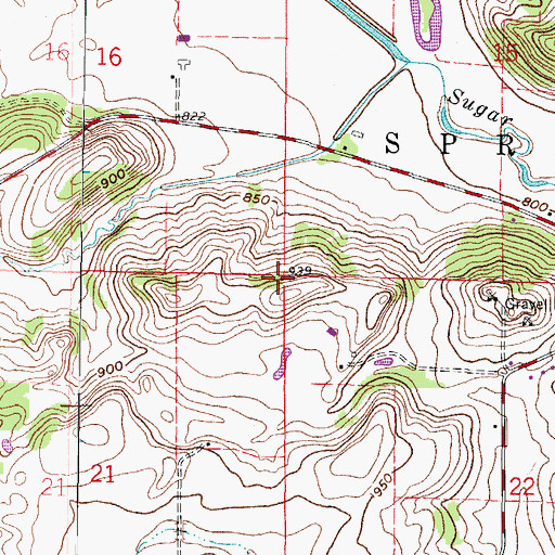 Topographic Map of Town of Spring Prairie, WI